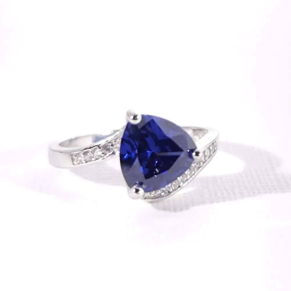 Tanzanite 3.4 Carats Ring Sterling Silver Size 6.75